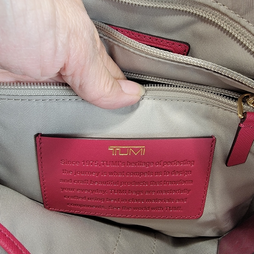 TUMI Varek Park Tote – Raspberry - Full Leather Laptop/Work Bag Style 734421RASP - Picture 7 of 16